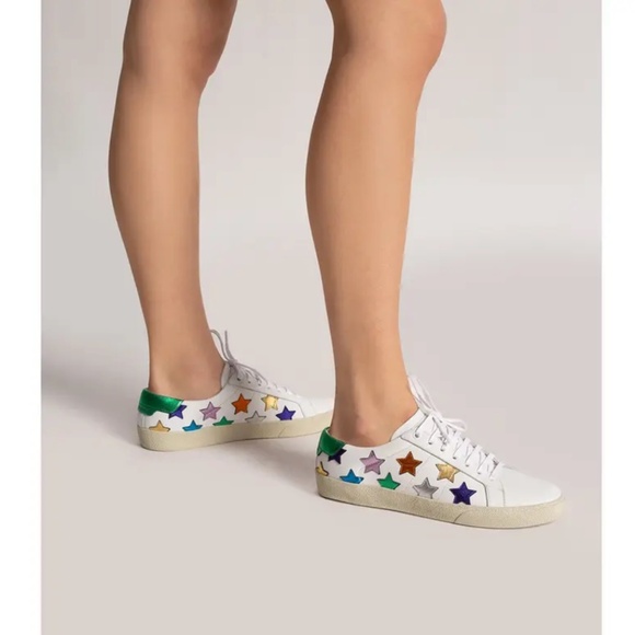 Saint Laurent - Court Leather Trainers with Stars - Size EU 38.5 - Picture 3 of 6